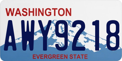 WA license plate AWY9218