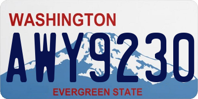 WA license plate AWY9230