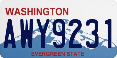 WA license plate AWY9231