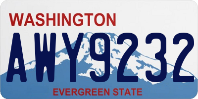 WA license plate AWY9232