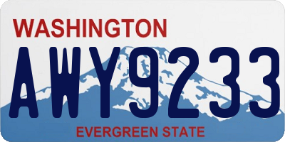 WA license plate AWY9233