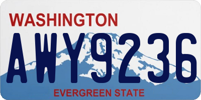 WA license plate AWY9236