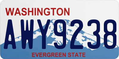 WA license plate AWY9238