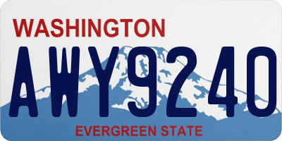 WA license plate AWY9240
