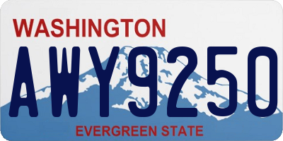 WA license plate AWY9250