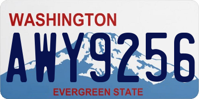 WA license plate AWY9256
