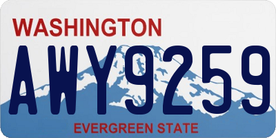 WA license plate AWY9259