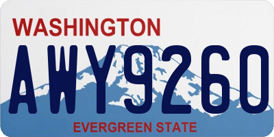 WA license plate AWY9260