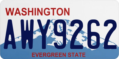 WA license plate AWY9262
