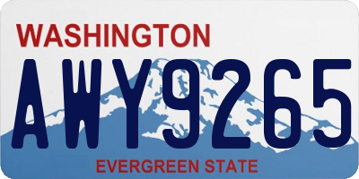 WA license plate AWY9265