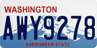 WA license plate AWY9278