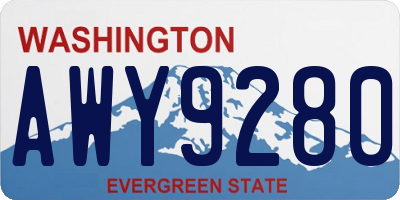 WA license plate AWY9280
