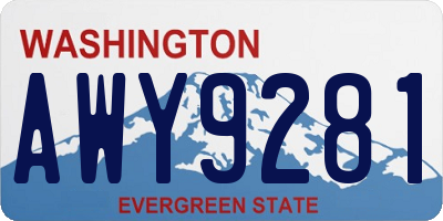 WA license plate AWY9281