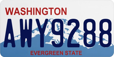 WA license plate AWY9288