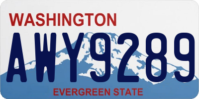 WA license plate AWY9289
