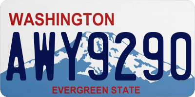 WA license plate AWY9290