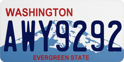 WA license plate AWY9292