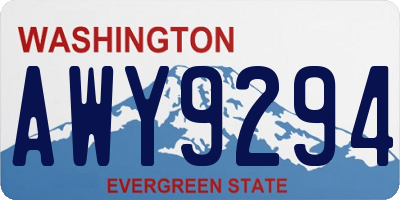 WA license plate AWY9294