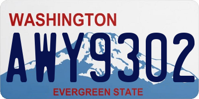 WA license plate AWY9302