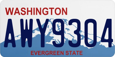 WA license plate AWY9304
