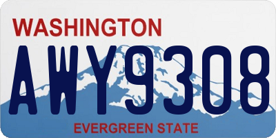 WA license plate AWY9308