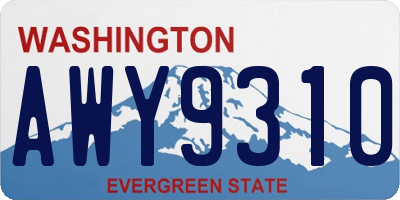 WA license plate AWY9310
