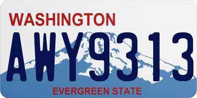 WA license plate AWY9313