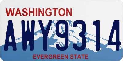 WA license plate AWY9314