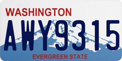 WA license plate AWY9315
