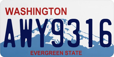 WA license plate AWY9316
