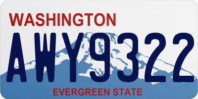 WA license plate AWY9322
