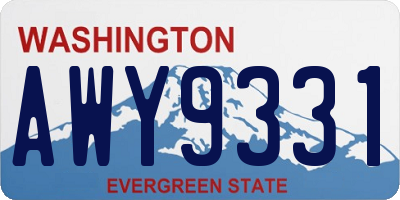 WA license plate AWY9331