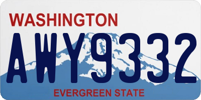 WA license plate AWY9332