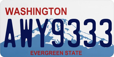 WA license plate AWY9333