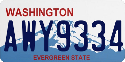 WA license plate AWY9334