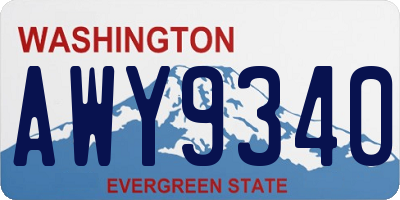 WA license plate AWY9340