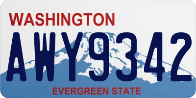 WA license plate AWY9342