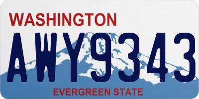 WA license plate AWY9343