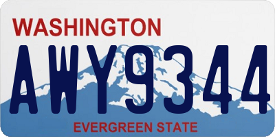 WA license plate AWY9344