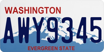 WA license plate AWY9345