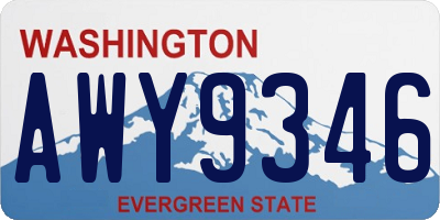 WA license plate AWY9346
