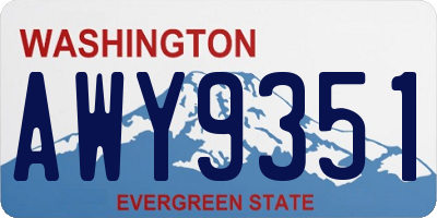 WA license plate AWY9351