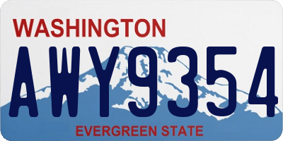 WA license plate AWY9354