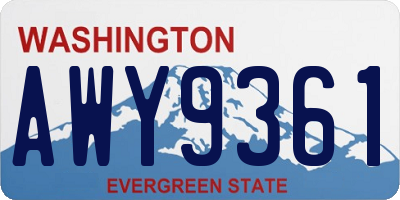 WA license plate AWY9361