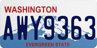 WA license plate AWY9363