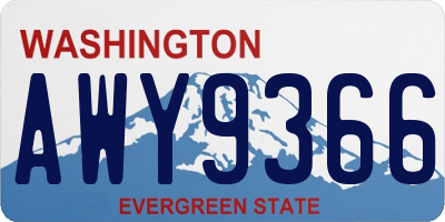 WA license plate AWY9366