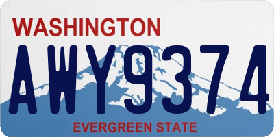 WA license plate AWY9374