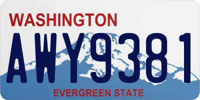 WA license plate AWY9381
