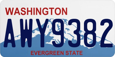 WA license plate AWY9382