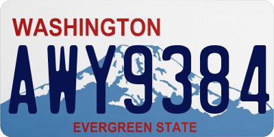 WA license plate AWY9384